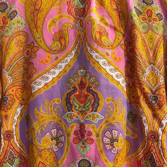 Lauren Ralph Lauren Ruffled Multicolor Paisley Cotton 3/4 Button Sleeve Top 1X - Picture 3 of 5